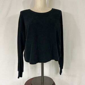 Aerie pullover terry cloth Black athletic wear Beach Sweatshirt gathered back